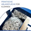 Textil Umreifungs-Set: Handabroller, Spanngert, Abrollwagen 19 mm Textil Umreifungsband, 200 Metallklemmen