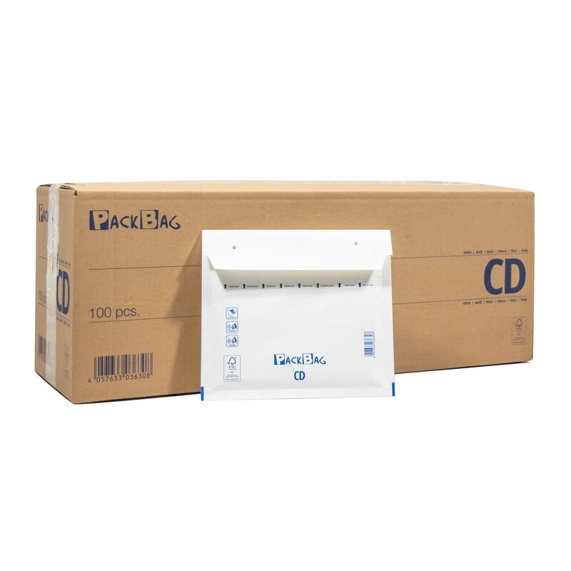 1200 x Luftpolsterversandtasche 180 x 160 mm Packbag CD Hlle wei