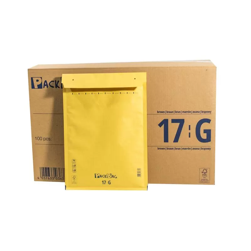 3000 x Luftpolsterversandtasche 230 x 340 mm Packbag 17 / G (7) braun