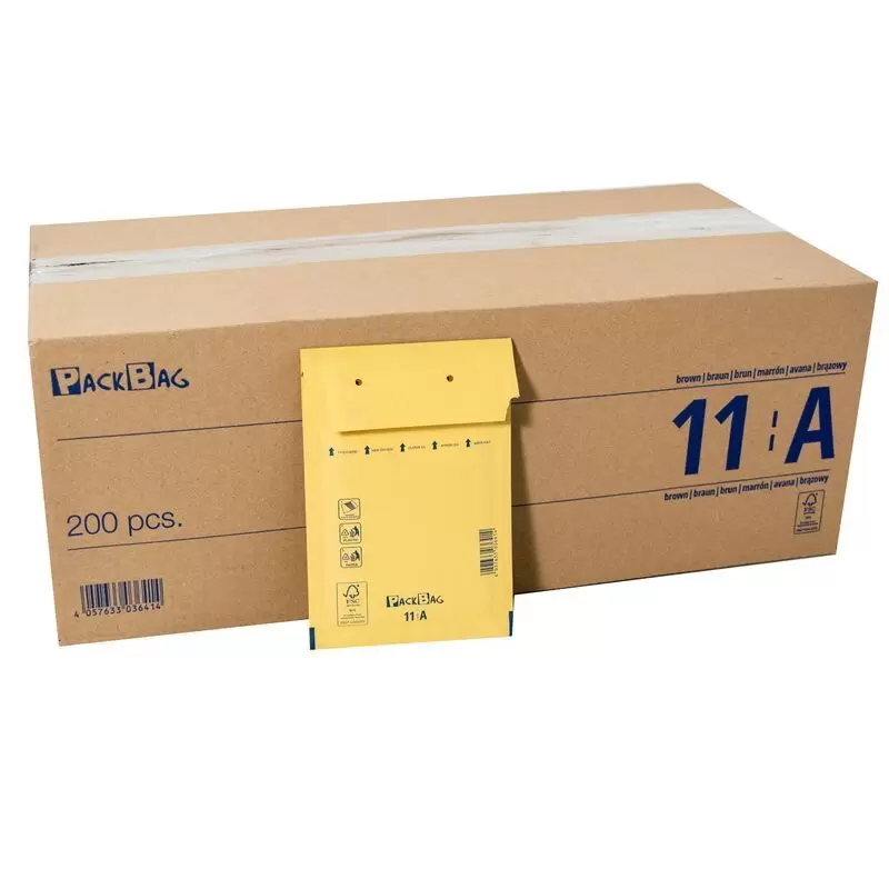 3000 x Luftpolsterversandtasche 100 x 165 mm Packbag 11 / A (1) braun