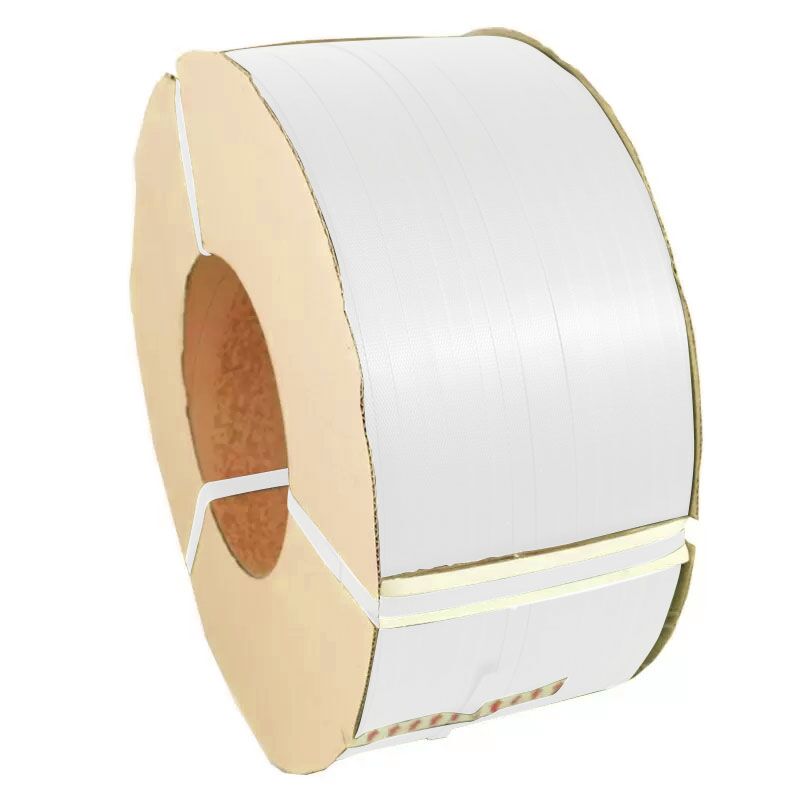 PP Band Umreifungsband weiß oder schwarz. 5,0x0,47 mm, 69 kg Reißkraft, 7000 m pro Rolle, Automatenqualität, 200 mm Kerndurchmesser
