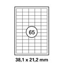 38 x 21,2 mm  LUMA Universal Qualitäts-Etiketten DIN A4 ( 65 Stück pro Bogen)