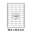 48,5x25,4 mm  LUMA Universal Qualitäts-Etiketten DIN A4 ( 40 Stück pro Bogen)