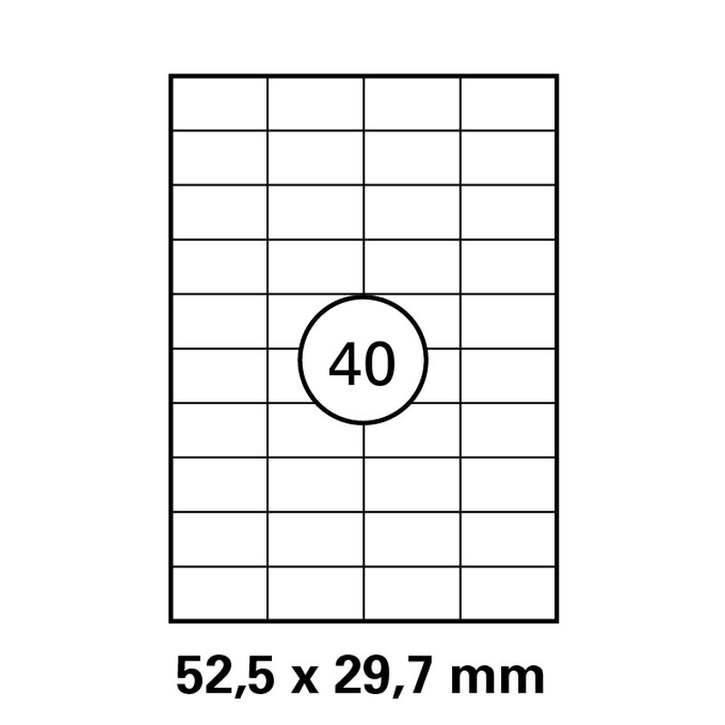 52,5x29,7 mm   LUMA Universal Qualitäts-Etiketten DIN A4 ( 40 Stück pro Bogen)