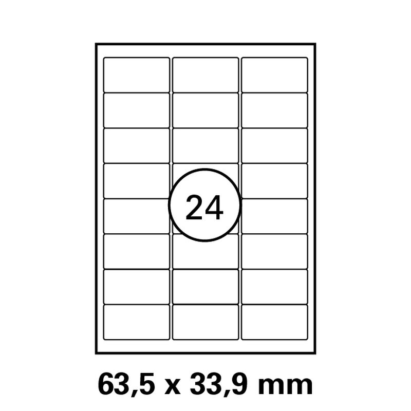 63,5x33,9 mm  LUMA Universal Qualitäts-Etiketten DIN A4 ( 24 Stück pro Bogen)