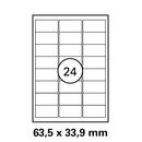 63,5x33,9 mm  LUMA Universal Qualitäts-Etiketten DIN A4 ( 24 Stück pro Bogen)