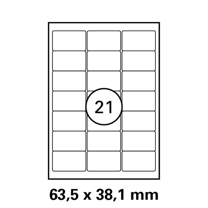 63,5x38,1 mm  LUMA Universal Qualitäts-Etiketten DIN A4 ( 21 Stück pro Bogen)
