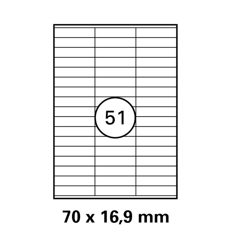 70 x 16,9 mm  LUMA Universal Qualitäts-Etiketten DIN A4 ( 51 Stück pro Bogen)