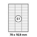 70 x 16,9 mm  LUMA Universal Qualitäts-Etiketten DIN A4 ( 51 Stück pro Bogen)