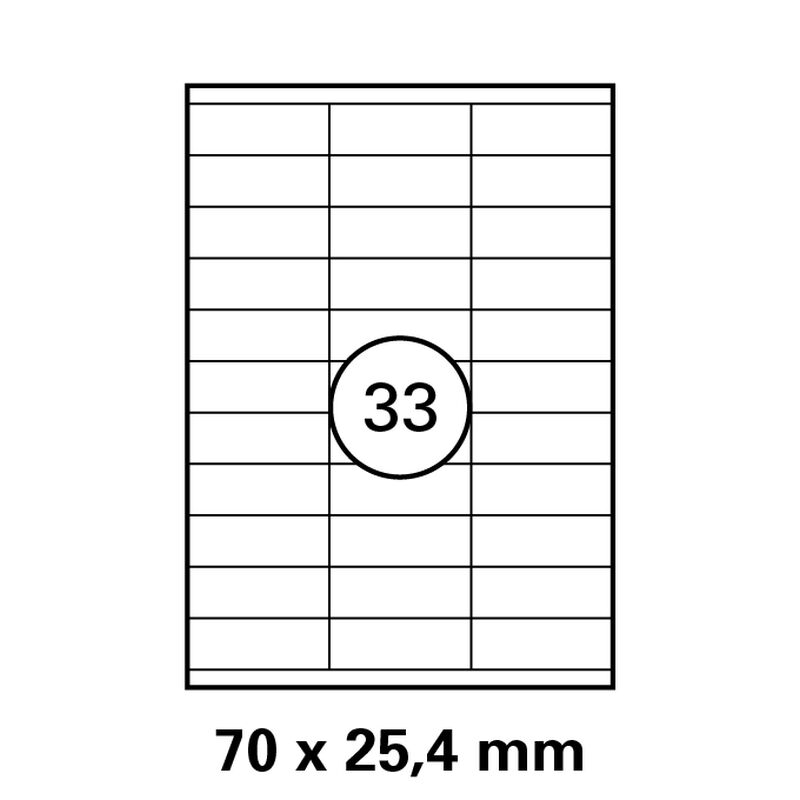 70x25,4 mm  LUMA Universal Qualitäts-Etiketten DIN A4 ( 33 Stück pro Bogen)