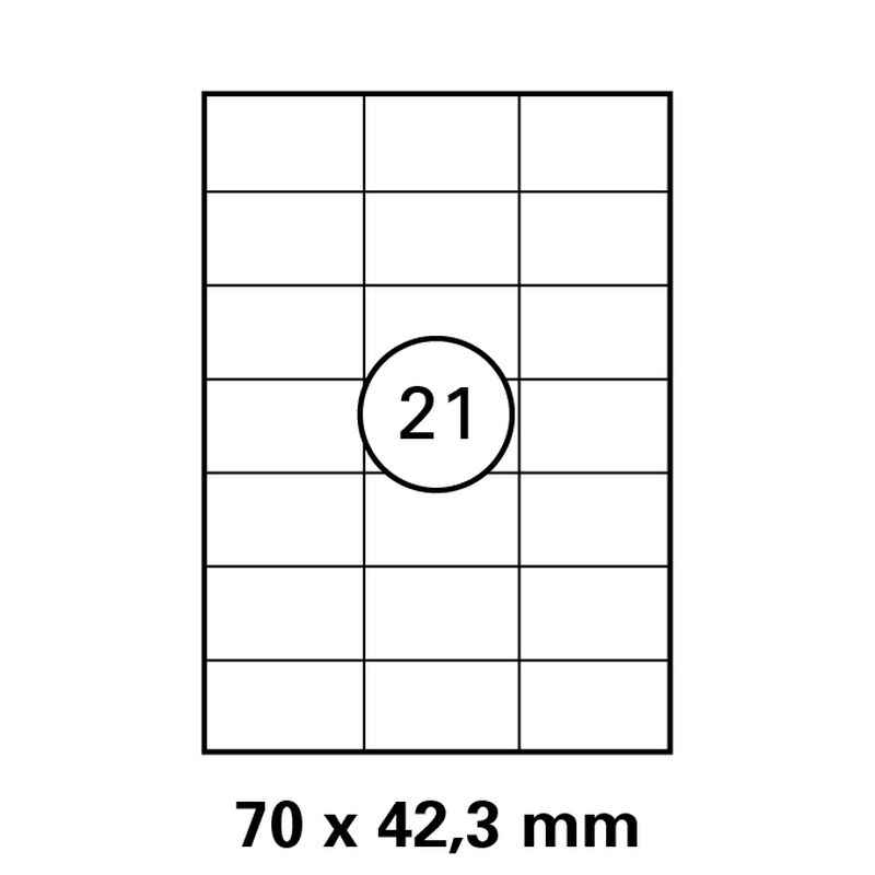 70x42,3 mm  LUMA Universal Qualitäts-Etiketten DIN A4 ( 21 Stück pro Bogen)