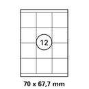 70 x 67,7 mm  LUMA Universal Qualitäts-Etiketten DIN A4 ( 12 Stück pro Bogen)