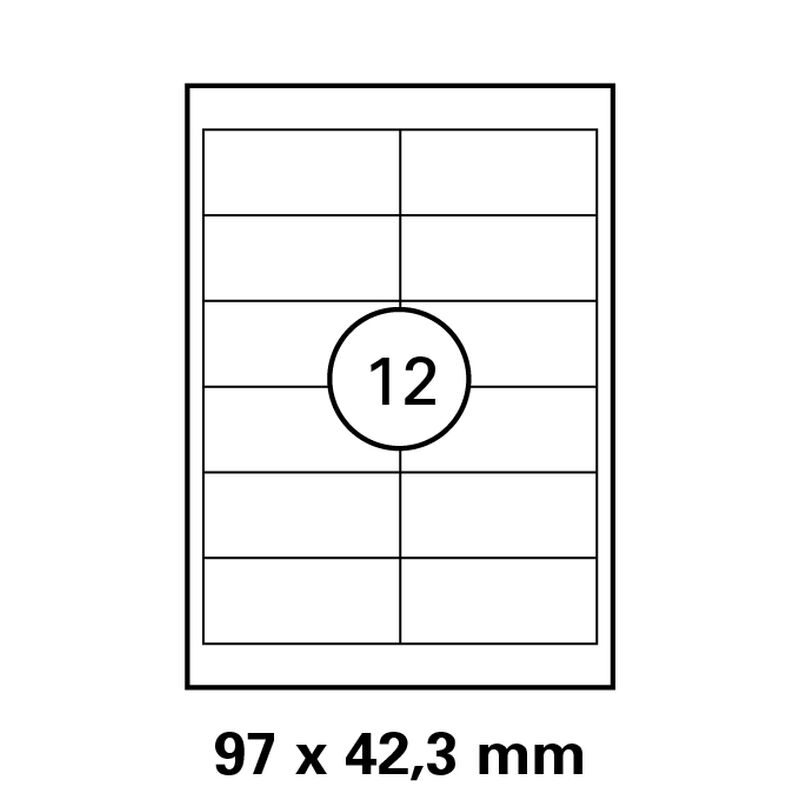 97x42,3  mm  LUMA Universal Qualitäts-Etiketten DIN A4 ( 12 Stück pro Bogen)