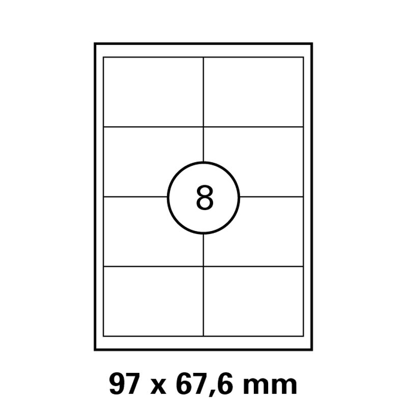 97x67,6  mm  LUMA Universal Qualitäts-Etiketten DIN A4 ( 8 Stück pro Bogen)
