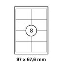 97x67,6  mm  LUMA Universal Qualitäts-Etiketten DIN A4 ( 8 Stück pro Bogen)