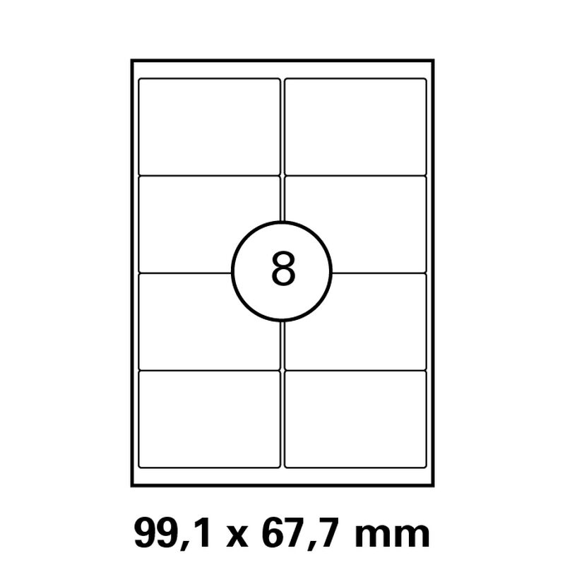 99,1 x 67,7 mm  LUMA Universal Qualitäts-Etiketten DIN A4 ( 8 Stück pro Bogen)