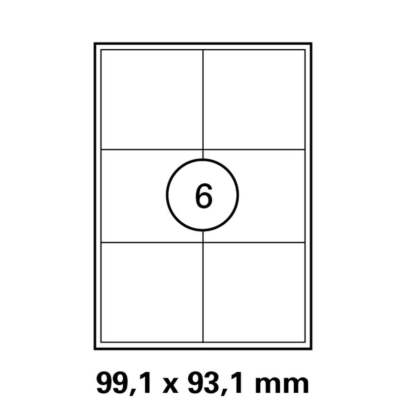 99,1 x 93,1 mm  LUMA Universal Qualitäts-Etiketten DIN A4 ( 6 Stück pro Bogen)