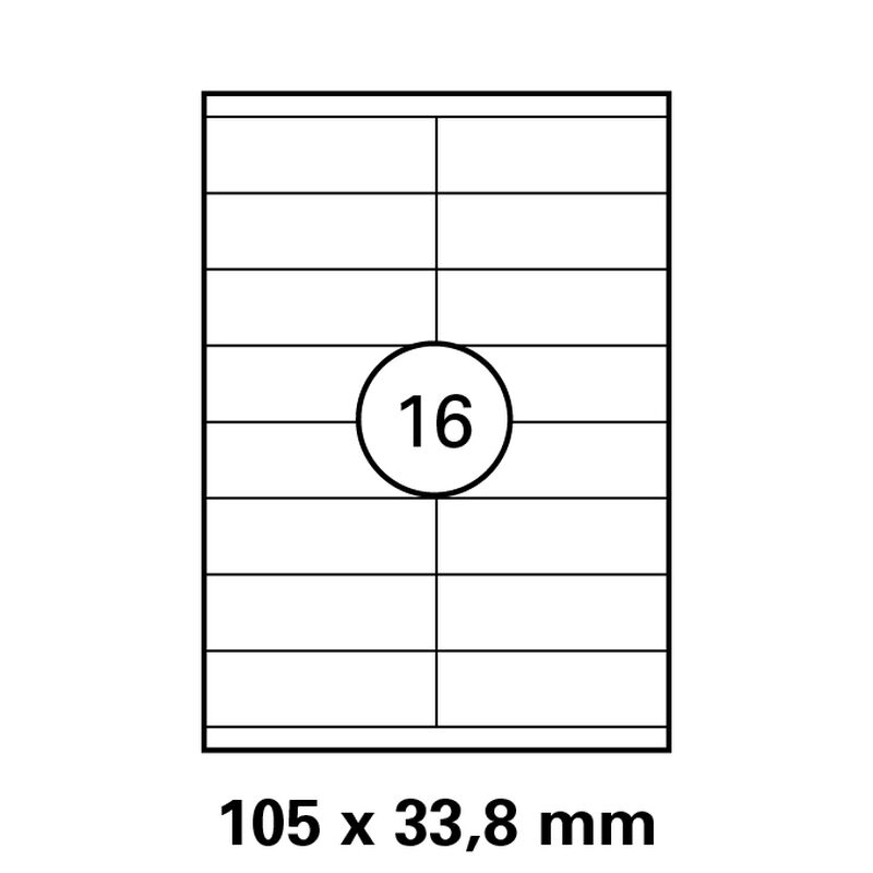 105x33,8 mm   LUMA Universal Qualitäts-Etiketten DIN A4 ( 16 Stück pro Bogen)