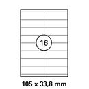 105x33,8 mm   LUMA Universal Qualitäts-Etiketten DIN A4 ( 16 Stück pro Bogen)