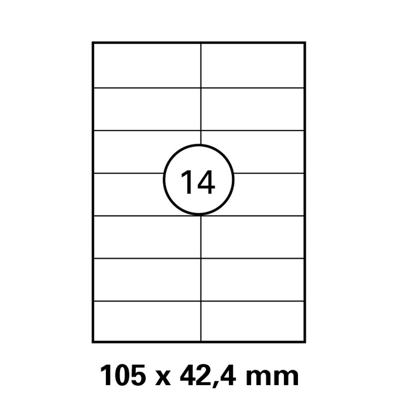 105x42,4 mm   LUMA Universal Qualitäts-Etiketten DIN A4 ( 14 Stück pro Bogen)