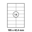 105x42,4 mm   LUMA Universal Qualitäts-Etiketten DIN A4 ( 14 Stück pro Bogen)