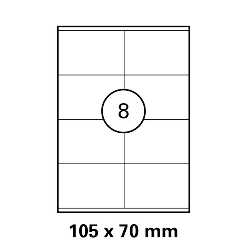 105x70 mm   LUMA Universal Qualitäts-Etiketten DIN A4 ( 8 Stück pro Bogen)