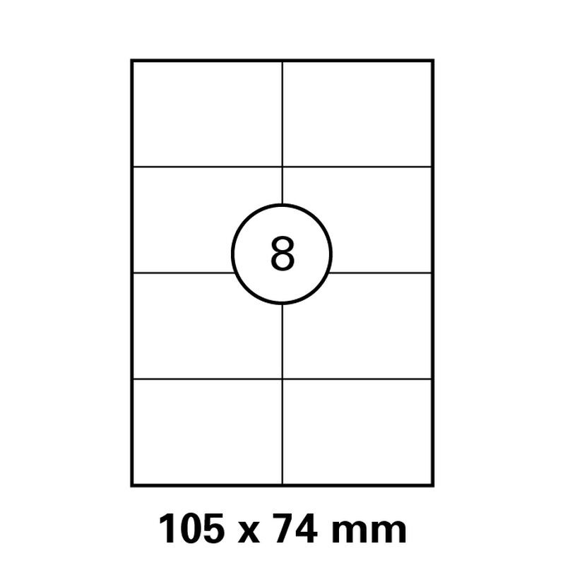 105x74 mm   LUMA Universal Qualitäts-Etiketten DIN A4 ( 8 Stück pro Bogen)