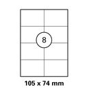 105x74 mm   LUMA Universal Qualitäts-Etiketten DIN A4 ( 8 Stück pro Bogen)