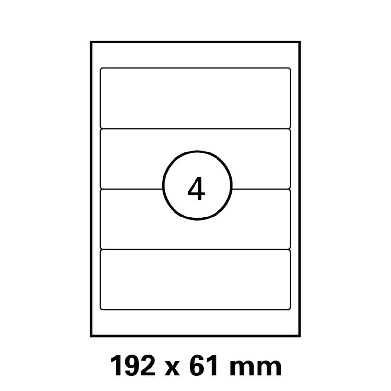 190x61 mm   LUMA Universal Qualitäts-Etiketten (Ordnerrücken)  DIN A4 ( 4 Stück pro Bogen)