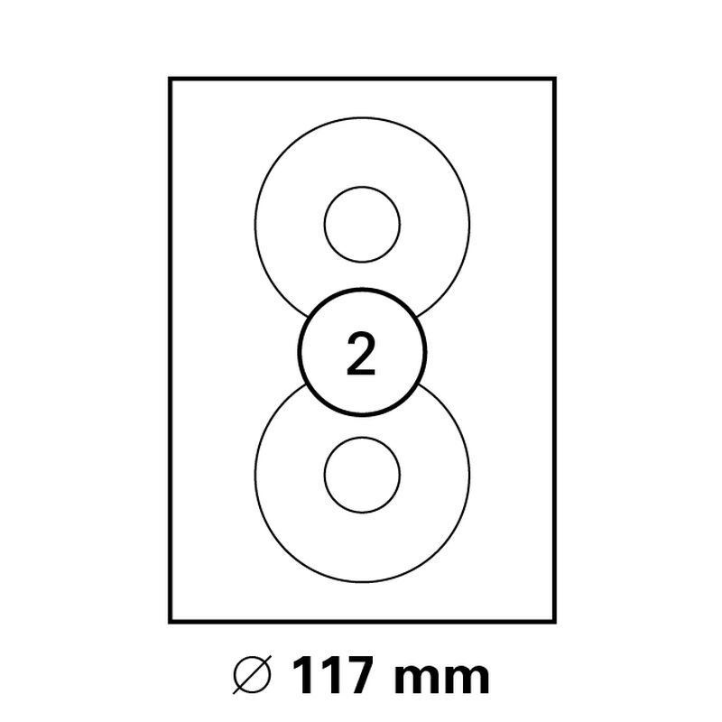 CD Etiketten 117 mm groem Mittelkreis DIN A4