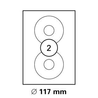 CD Etiketten 117 mm großem Mittelkreis DIN A4