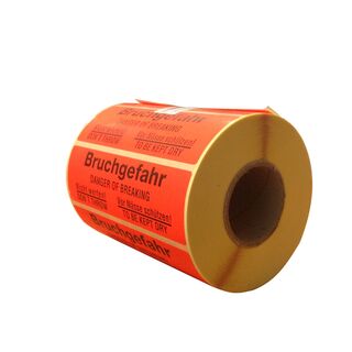 Etiketten mit Aufdruck "Bruchgefahr" - Selbstklebend