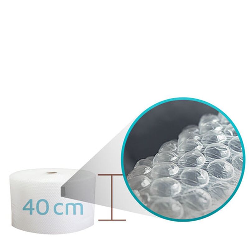 Luftpolsterfolie Rolle  Aircap 40 cm breit / 100 m - 10mm Noppen - 2 lagig - transparent