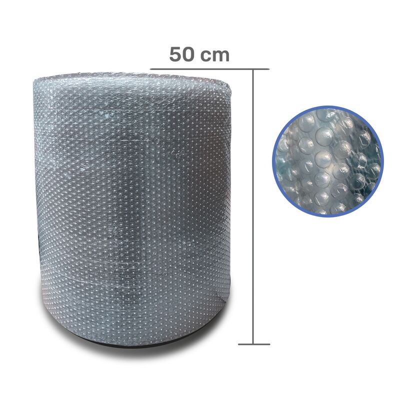 Luftpolsterfolie Rolle  Aircap 50 cm breit / 100 m - 10mm Noppen - 2 lagig -  transparent