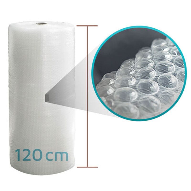 Luftpolsterfolie Rolle  Aircap 120 cm breit / 100 m - 10mm Noppen - 2 lagig - transparent